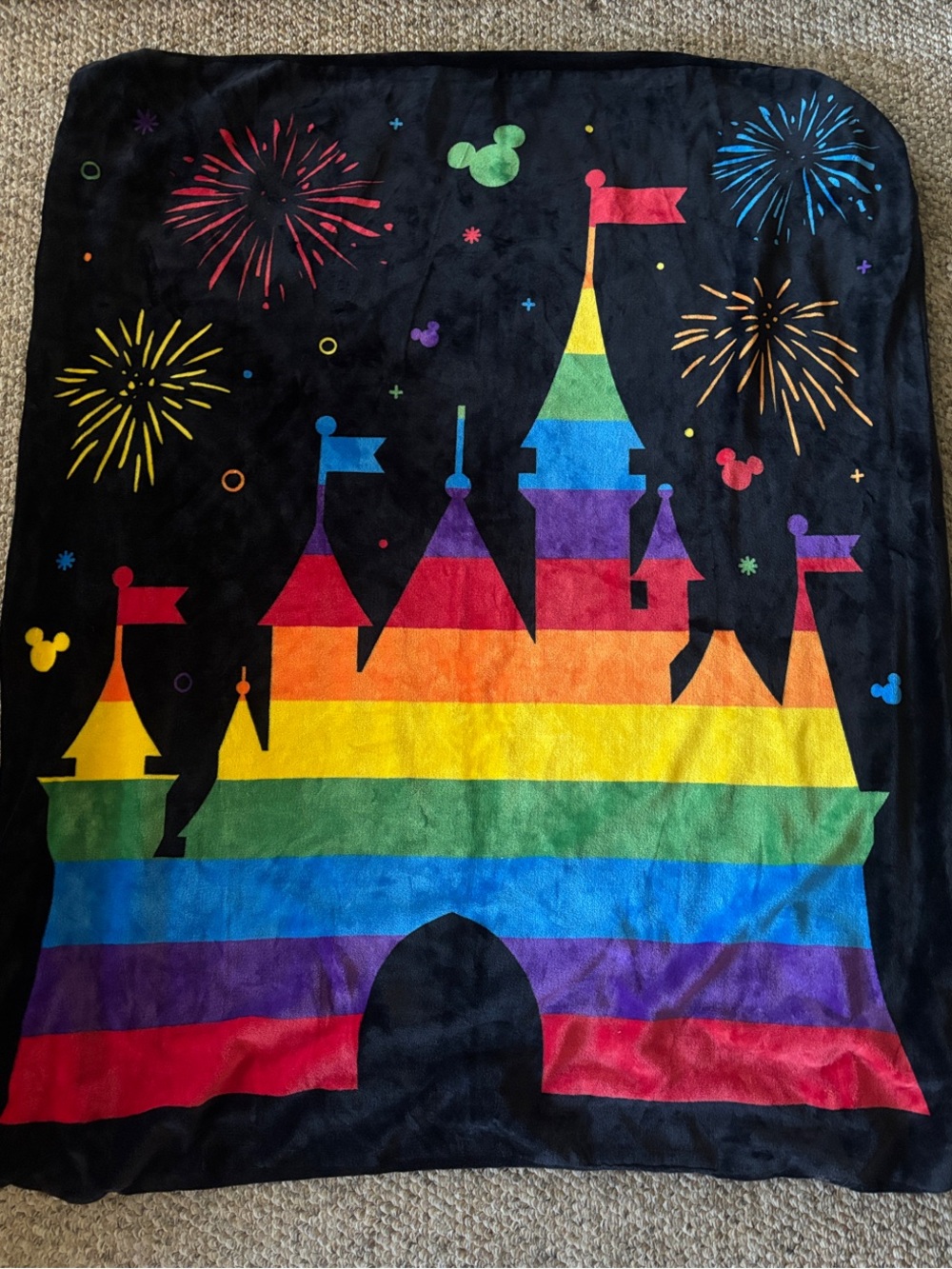 Rainbow Magic Castle Disney Plush Sequin Pride Throw Blanket